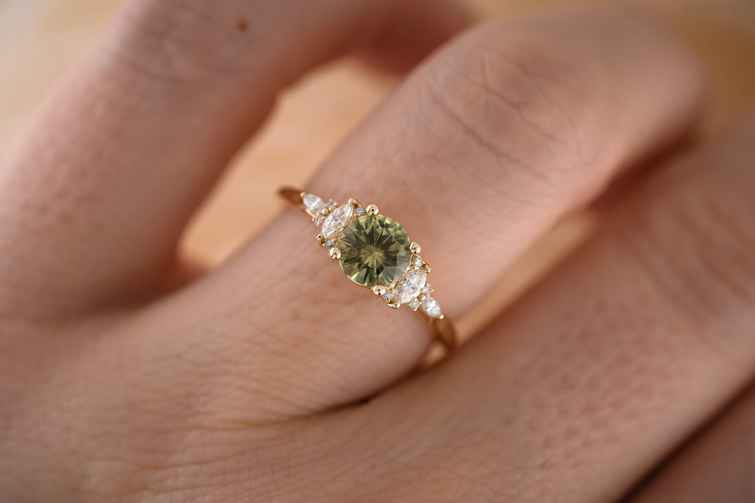 The Maeve 1 CT Round Green Sapphire Ring - Lavender Creek Gems
