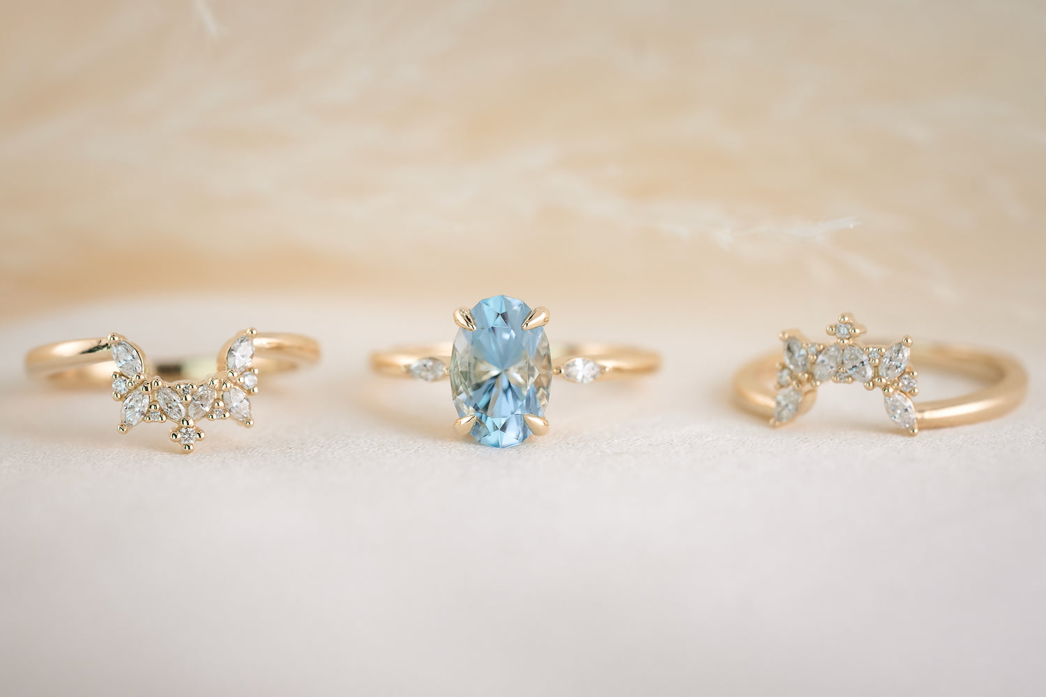The Venus 2.07 CT Oval Aquamarine Wedding Set - Lavender Creek Gems 