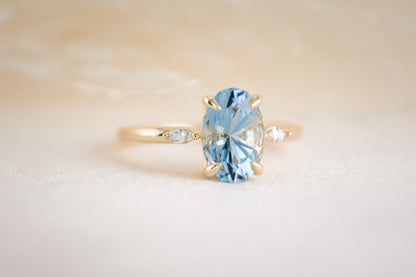 The Venus 2.07 CT Oval Aquamarine Wedding Set - Lavender Creek Gems 