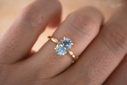 The Venus 2.07 CT Oval Aquamarine Wedding Set - Lavender Creek Gems 
