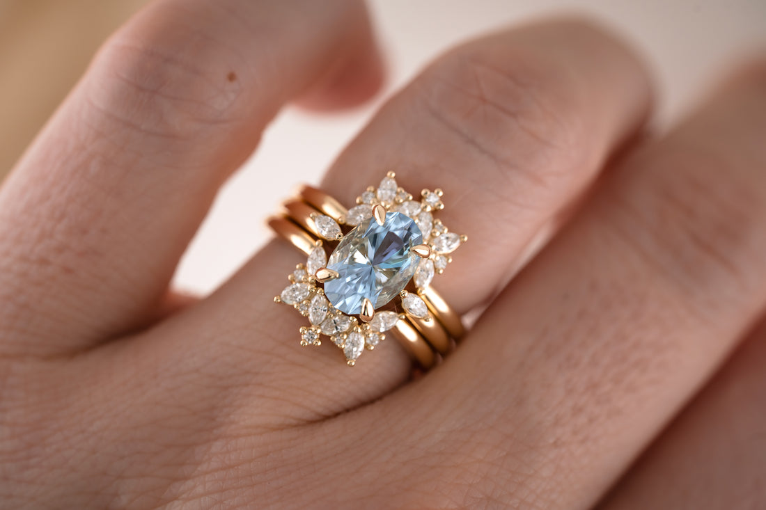 The Venus 2.07 CT Oval Aquamarine Wedding Set - Lavender Creek Gems