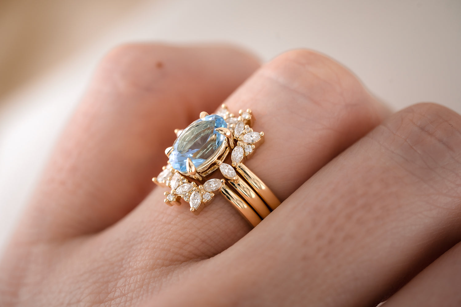 The Venus 2.07 CT Oval Aquamarine Wedding Set - Lavender Creek Gems 