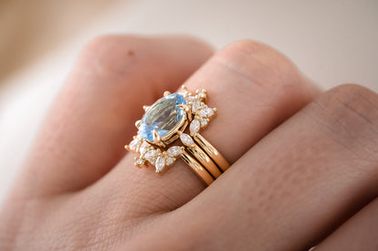 The Venus 2.07 CT Oval Aquamarine Wedding Set - Lavender Creek Gems 