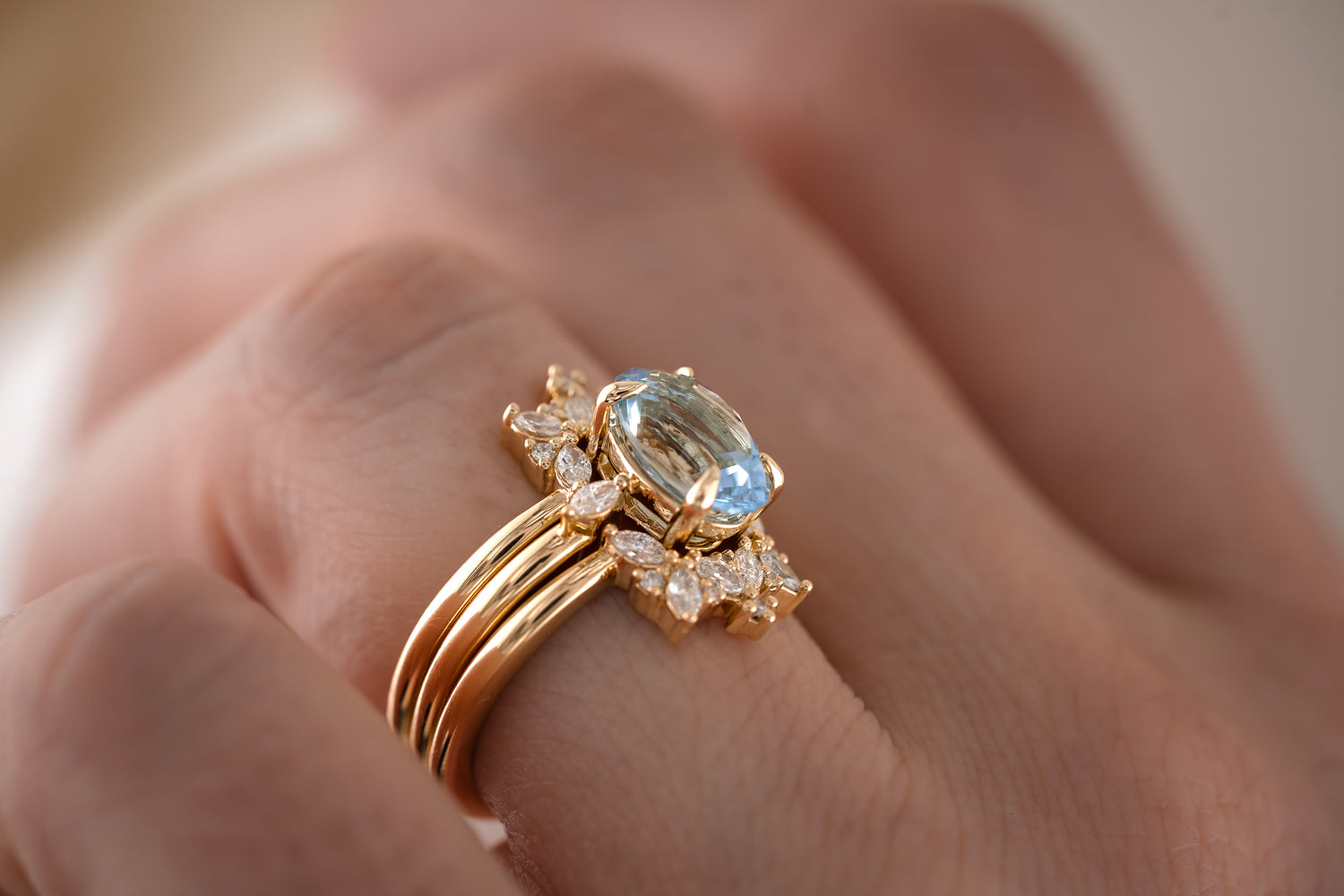 The Venus 2.07 CT Oval Aquamarine Wedding Set - Lavender Creek Gems 