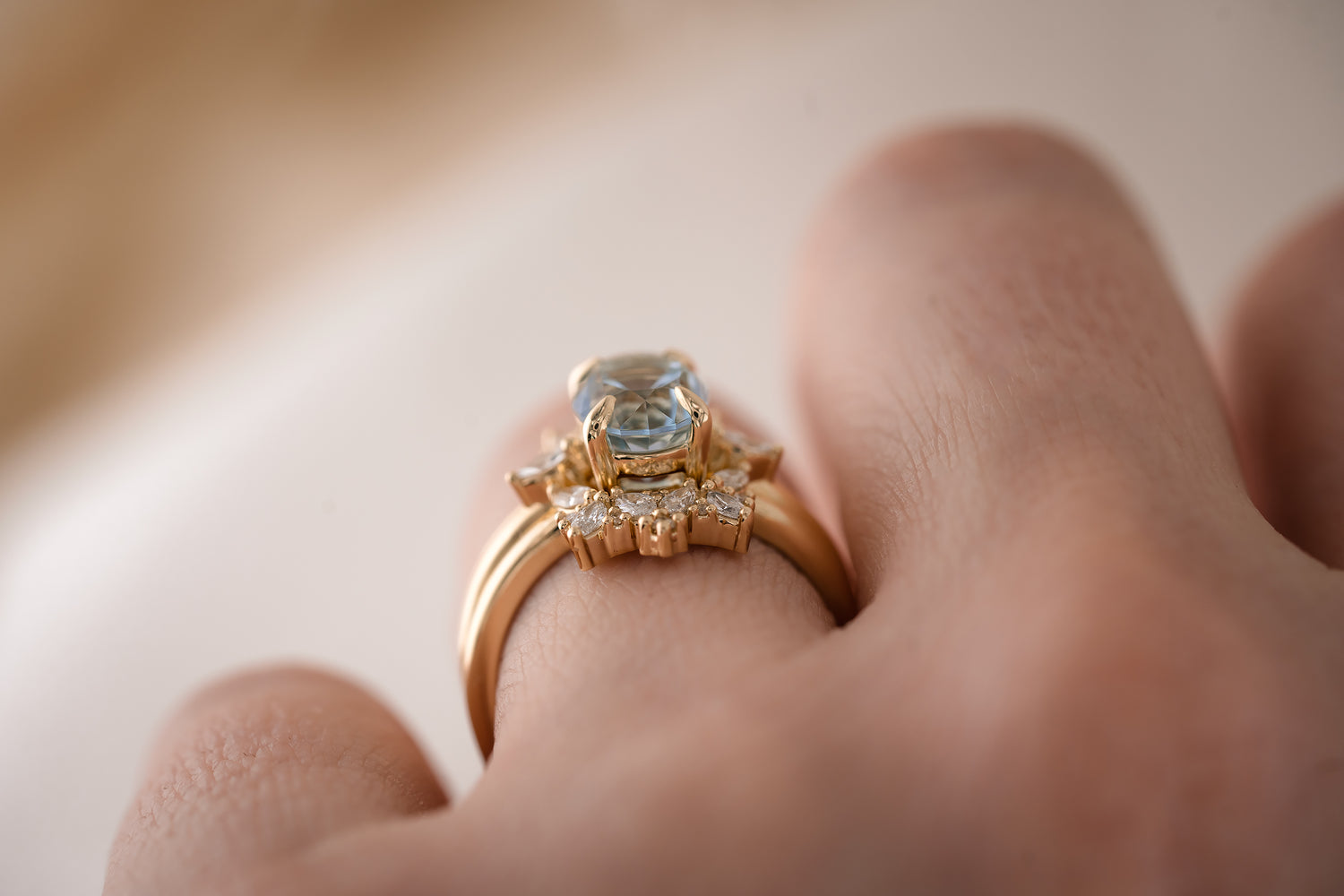 The Venus 2.07 CT Oval Aquamarine Wedding Set - Lavender Creek Gems 