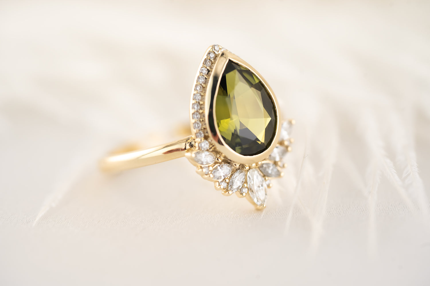 The Penelope Ring - 2.18 CT Pear Green Australian Sapphire - Lavender Creek Gems 