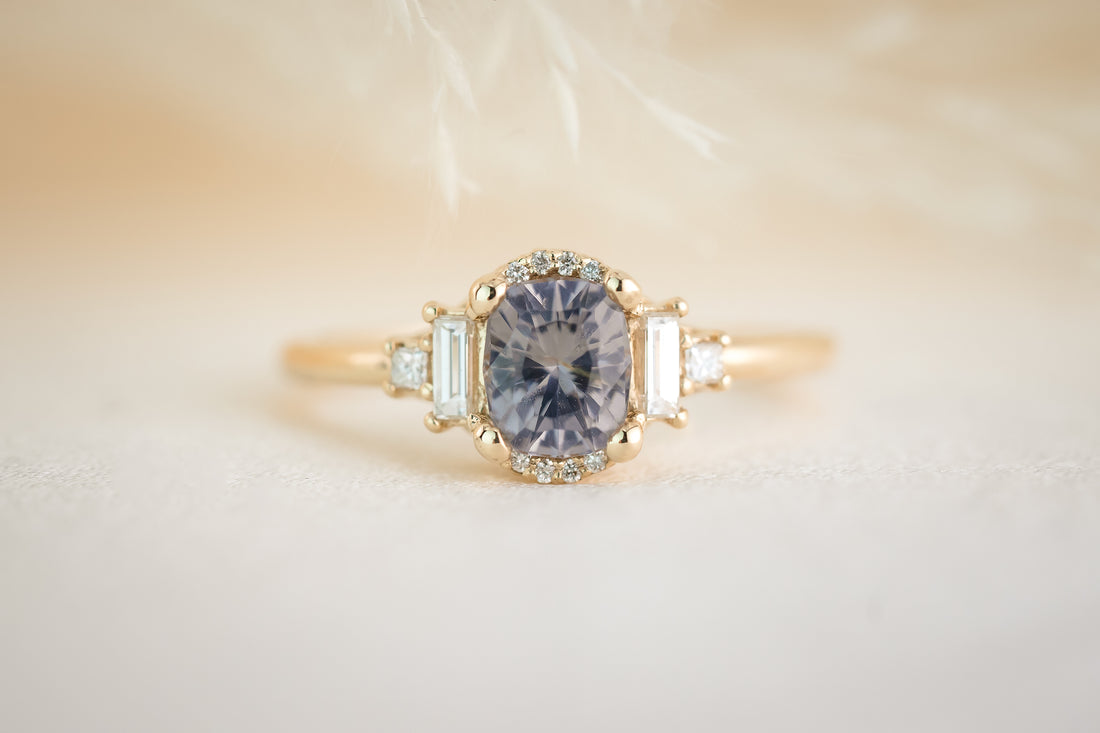 The Sura 0.95 CT Cushion Gray Spinel Ring - Lavender Creek Gems