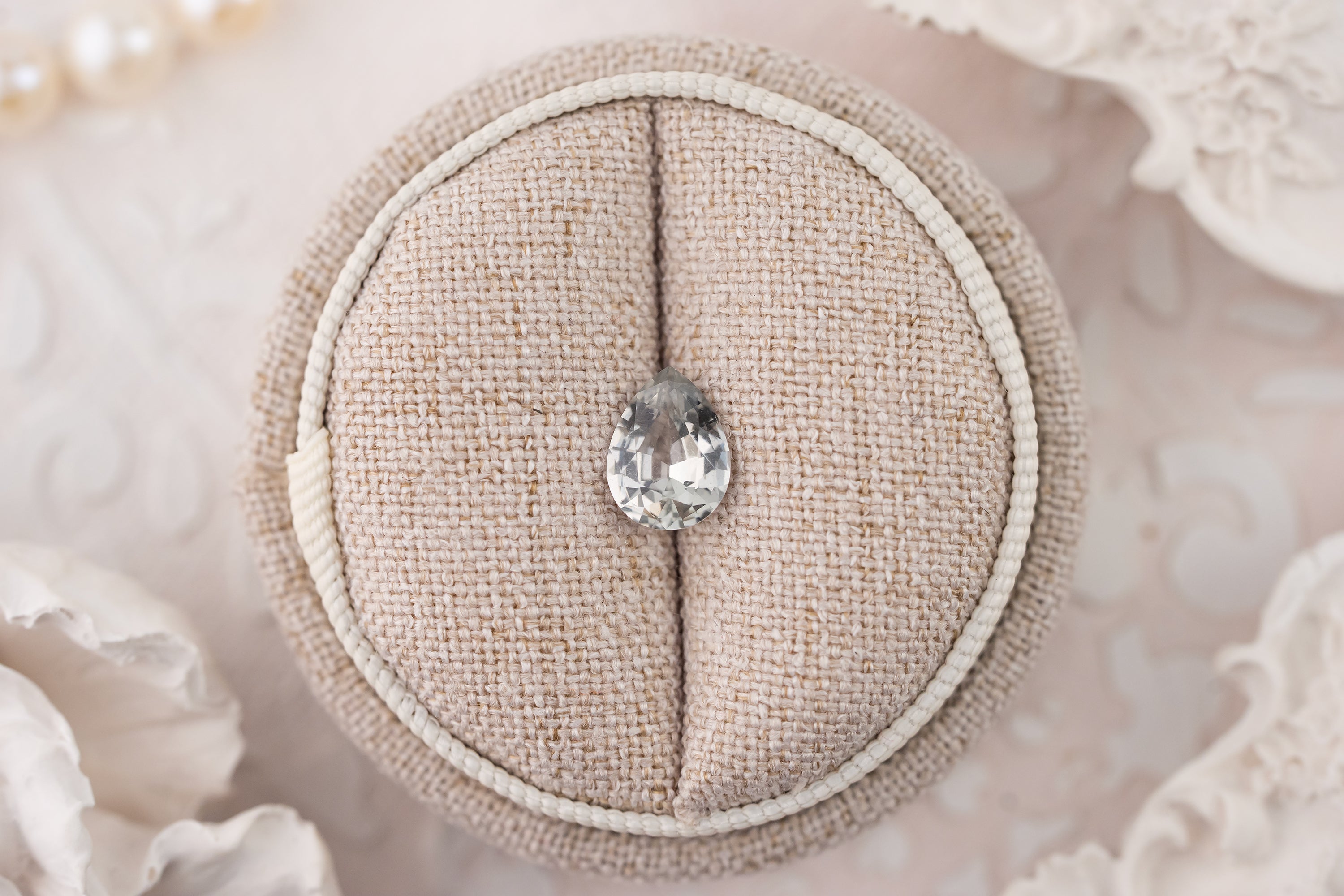 1.68 CT Pear White/Light Green Sapphire - Lavender Creek Gems 