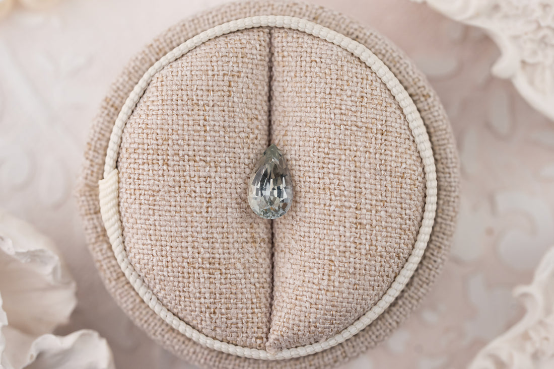 1.71 CT Pear Light Sage Green Sapphire - Lavender Creek Gems 