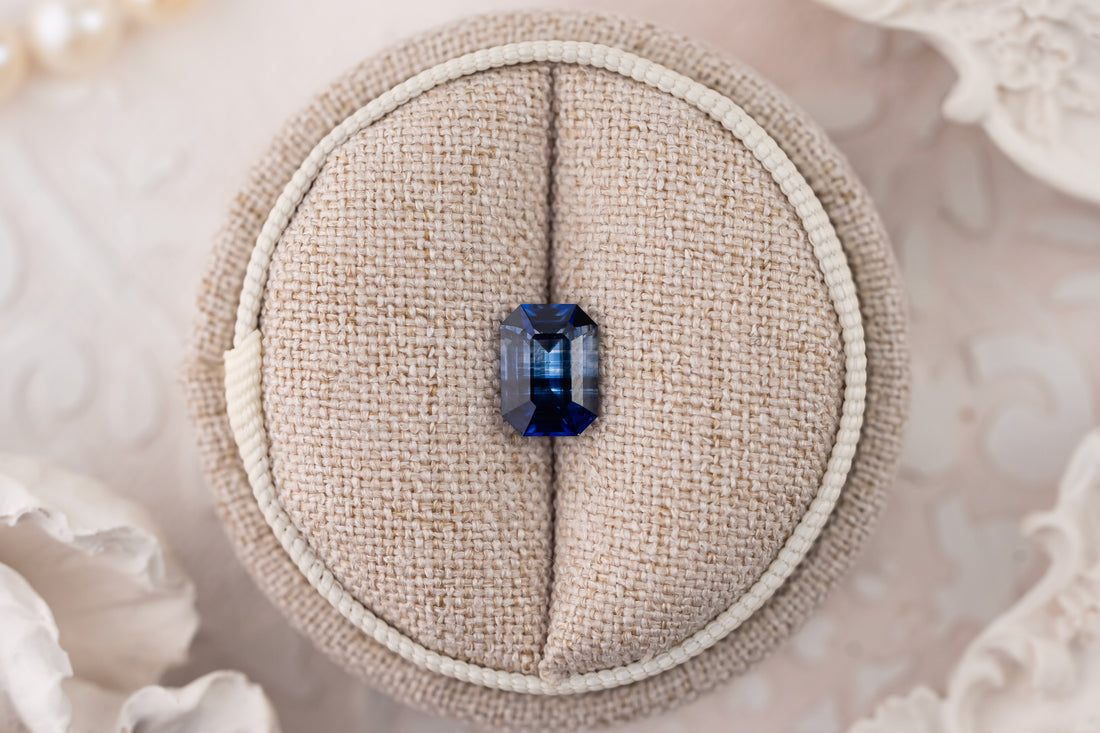 2.06 CT Emerald Cut Bicolor Blue Sapphire - Lavender Creek Gems 