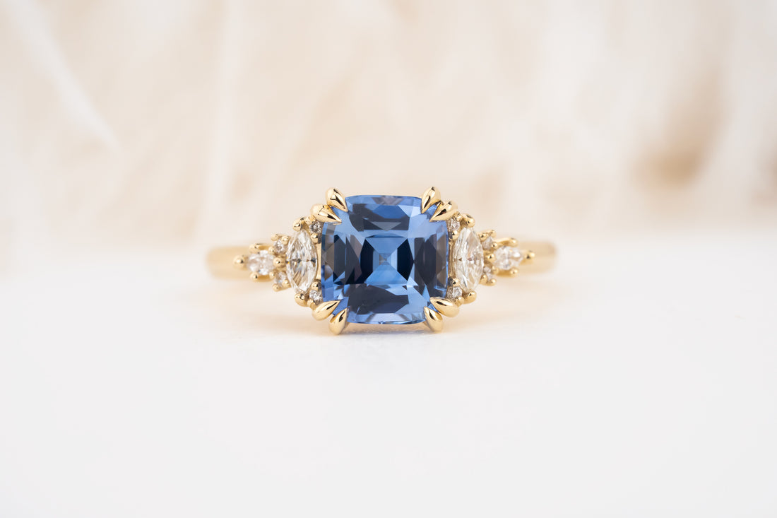 The Maeve Ring | 2.23 CT Cushion Cornflower Blue Sapphire