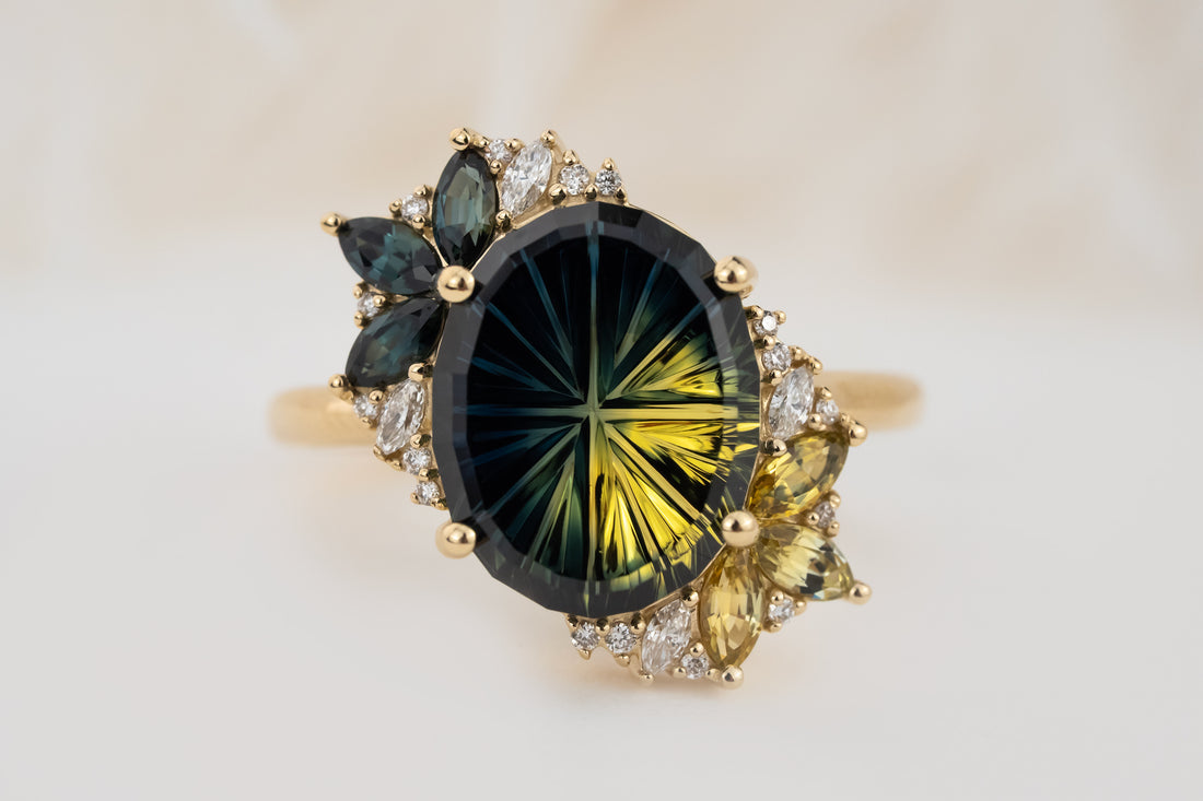 The Nocturne Ring | 7.15 Oval Starbrite™ Parti Color "Emo" Australian Sapphire