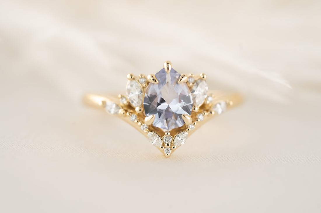 The Aurora Ring - 1 CT Pear Lavender Sapphire - Lavender Creek Gems