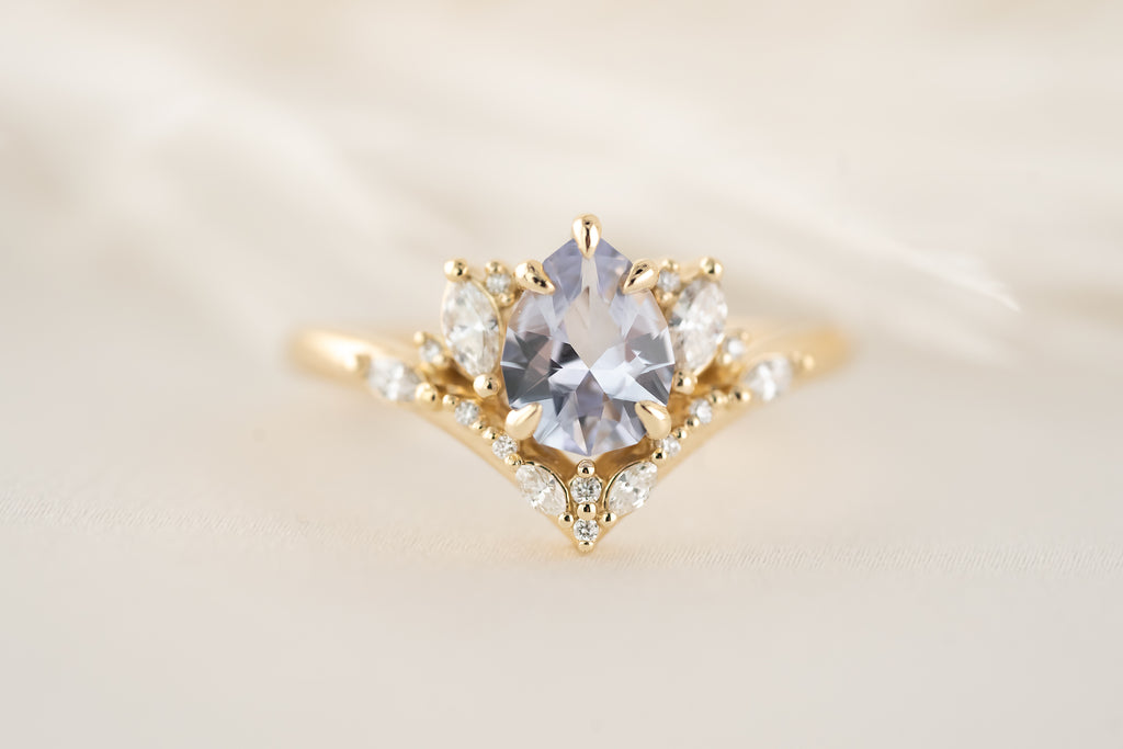 The Aurora Ring - 1 CT Pear Lavender Sapphire - Lavender Creek Gems 