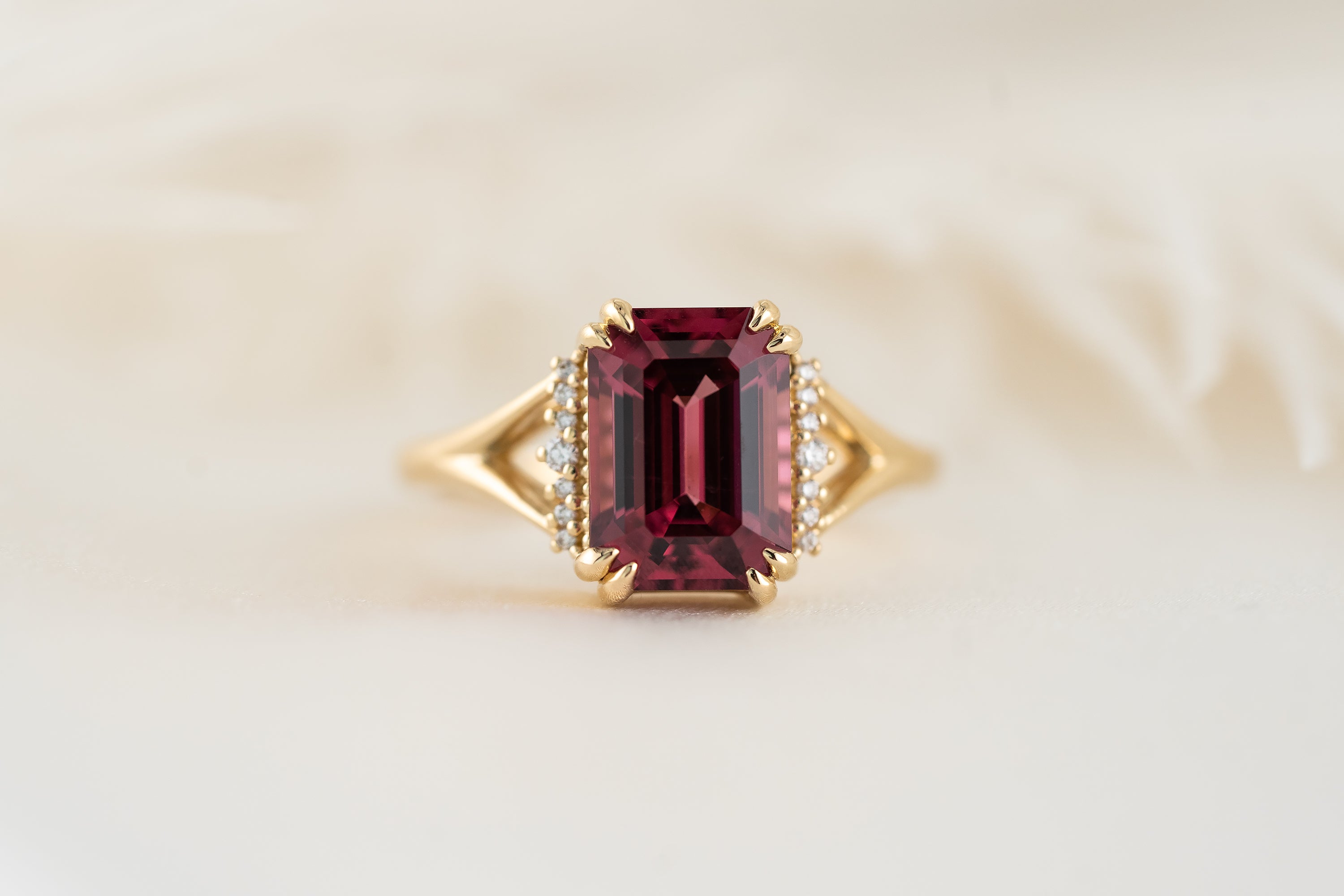 The Serendipity Ring | 3.46 CT Emerald Cut Red Spinel - Lavender Creek Gems 