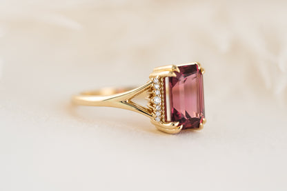 The Serendipity Ring | 3.46 CT Emerald Cut Red Spinel