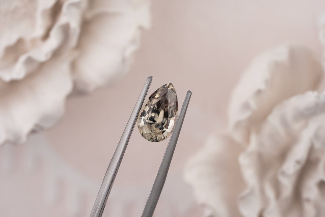 2.42 CT Pear Light Olive Green Sapphire - Lavender Creek Gems 