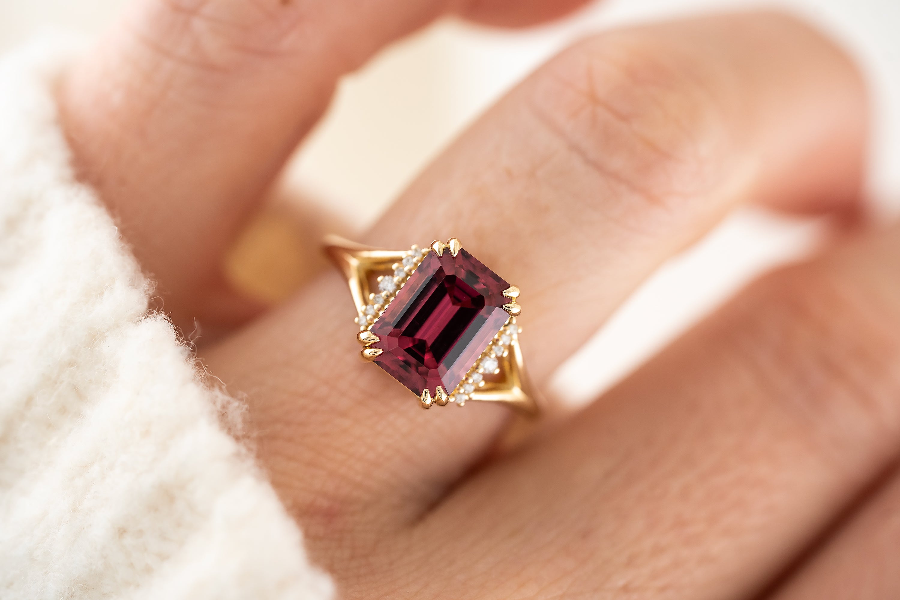 The Serendipity Ring | 3.46 CT Emerald Cut Red Spinel - Lavender Creek Gems 