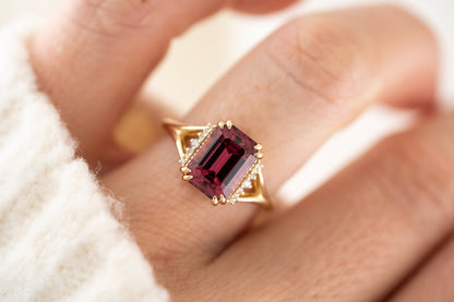 The Serendipity Ring | 3.46 CT Emerald Cut Red Spinel