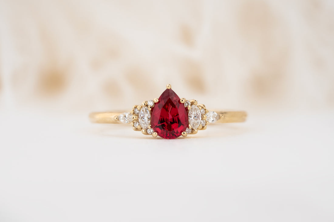 The Mini Maeve Ring | 0.53 CT Pear Red Spinel