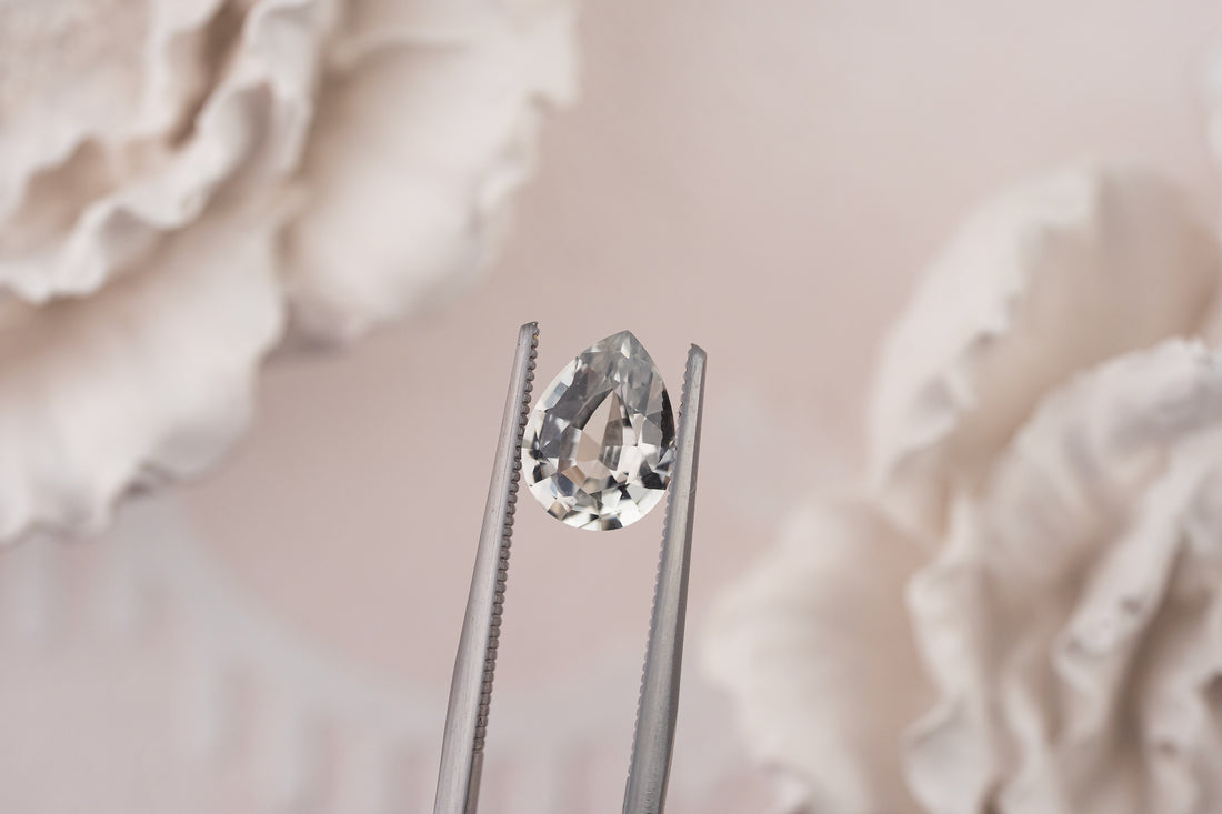 1.68 CT Pear White/Light Green Sapphire - Lavender Creek Gems 