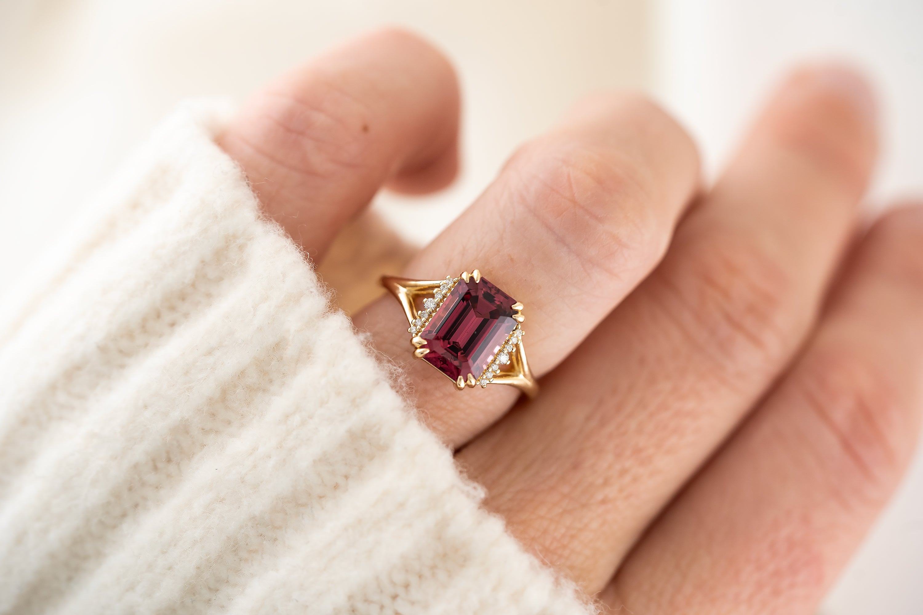 The Serendipity Ring | 3.46 CT Emerald Cut Red Spinel - Lavender Creek Gems 
