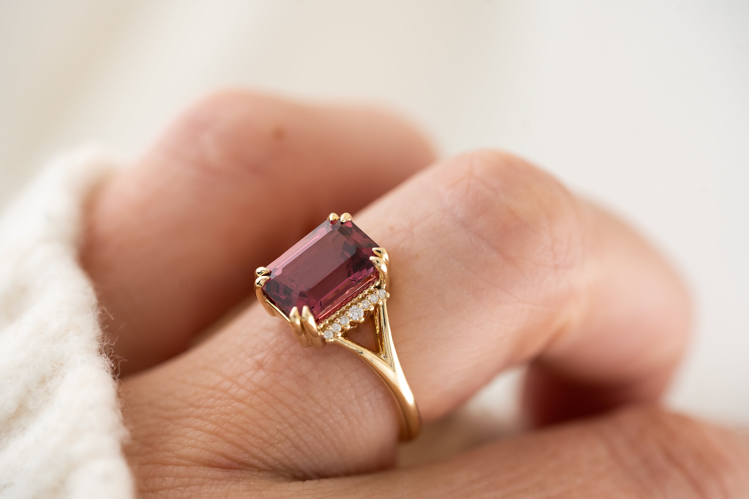 The Serendipity Ring | 3.46 CT Emerald Cut Red Spinel - Lavender Creek Gems 