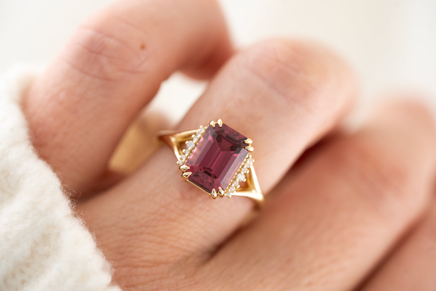 The Serendipity Ring | 3.46 CT Emerald Cut Red Spinel