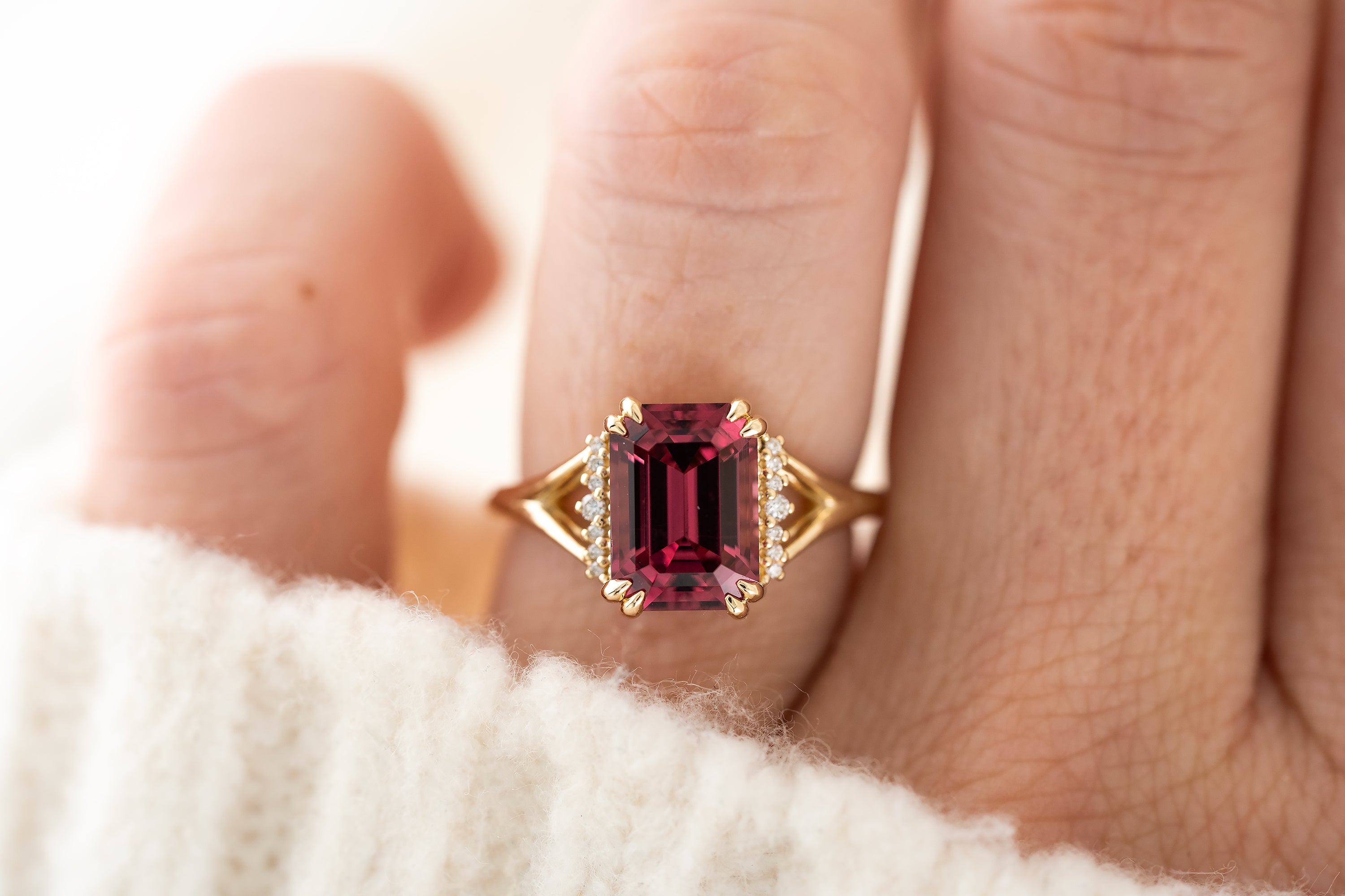 The Serendipity Ring | 3.46 CT Emerald Cut Red Spinel - Lavender Creek Gems 