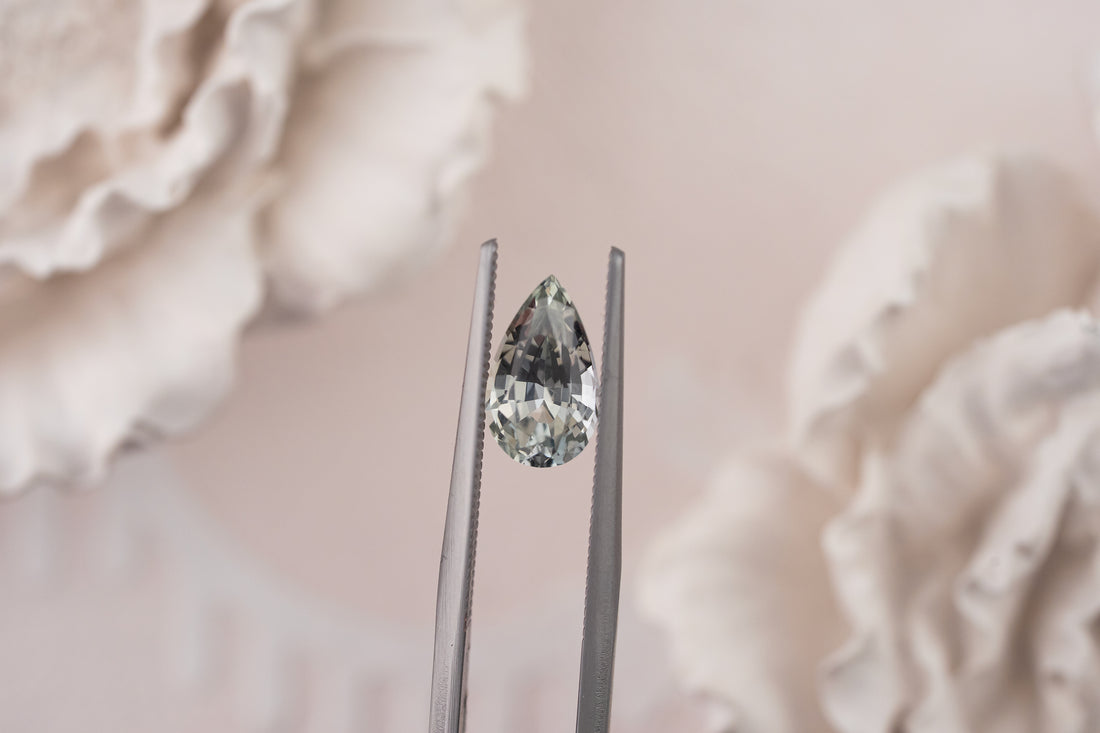 1.71 CT Pear Light Sage Green Sapphire - Lavender Creek Gems 
