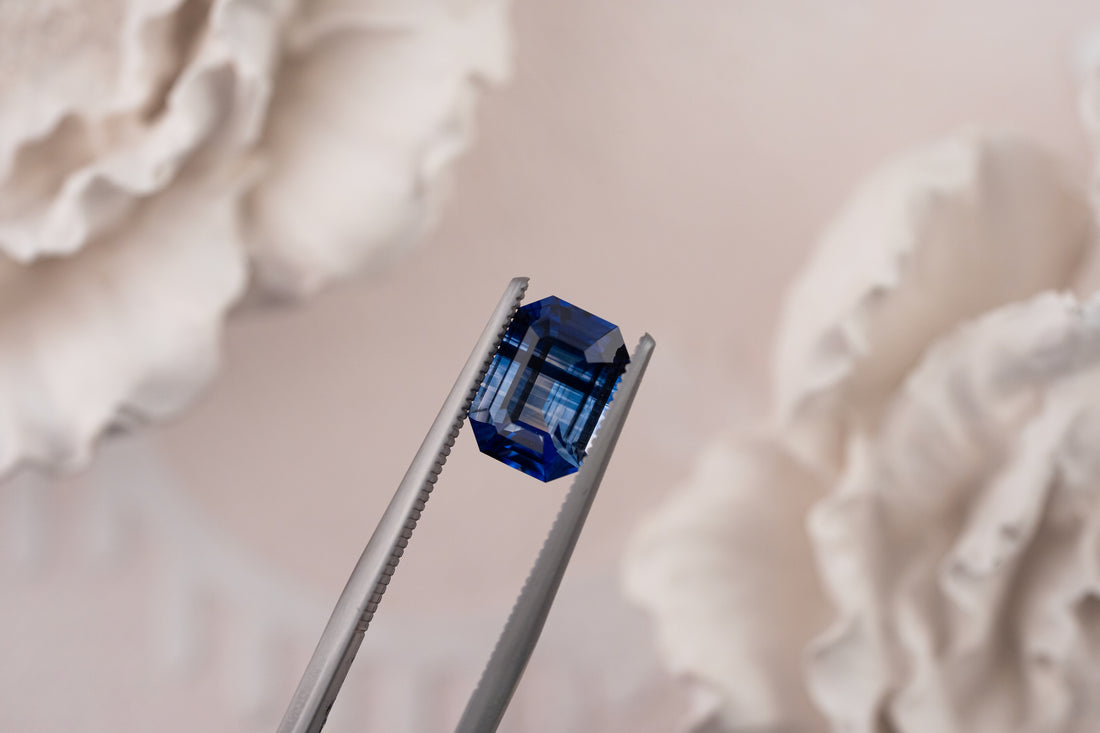 2.06 CT Emerald Cut Bicolor Blue Sapphire - Lavender Creek Gems 