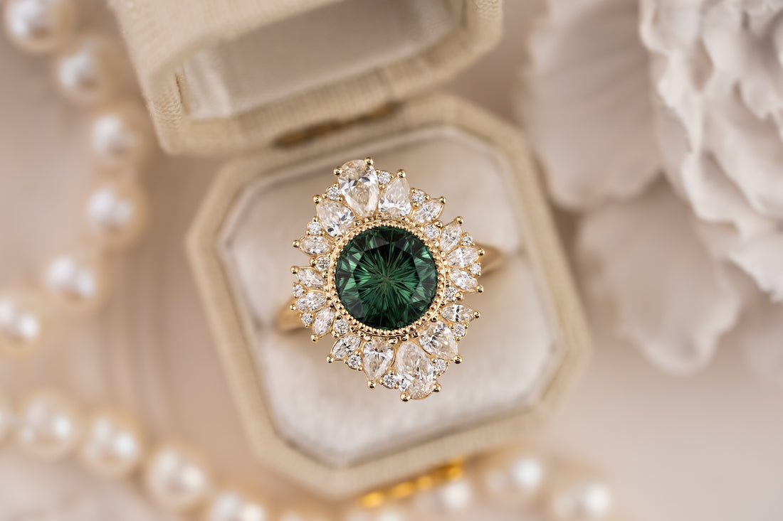 The Aurelia Ring | 2.67 CT Round Starbrite™ Teal Tourmaline - Lavender Creek Gems 