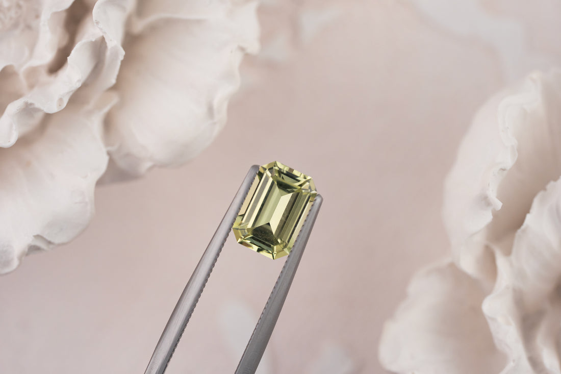 1.67 CT Emerald Cut Light Green Sapphire - Lavender Creek Gems 