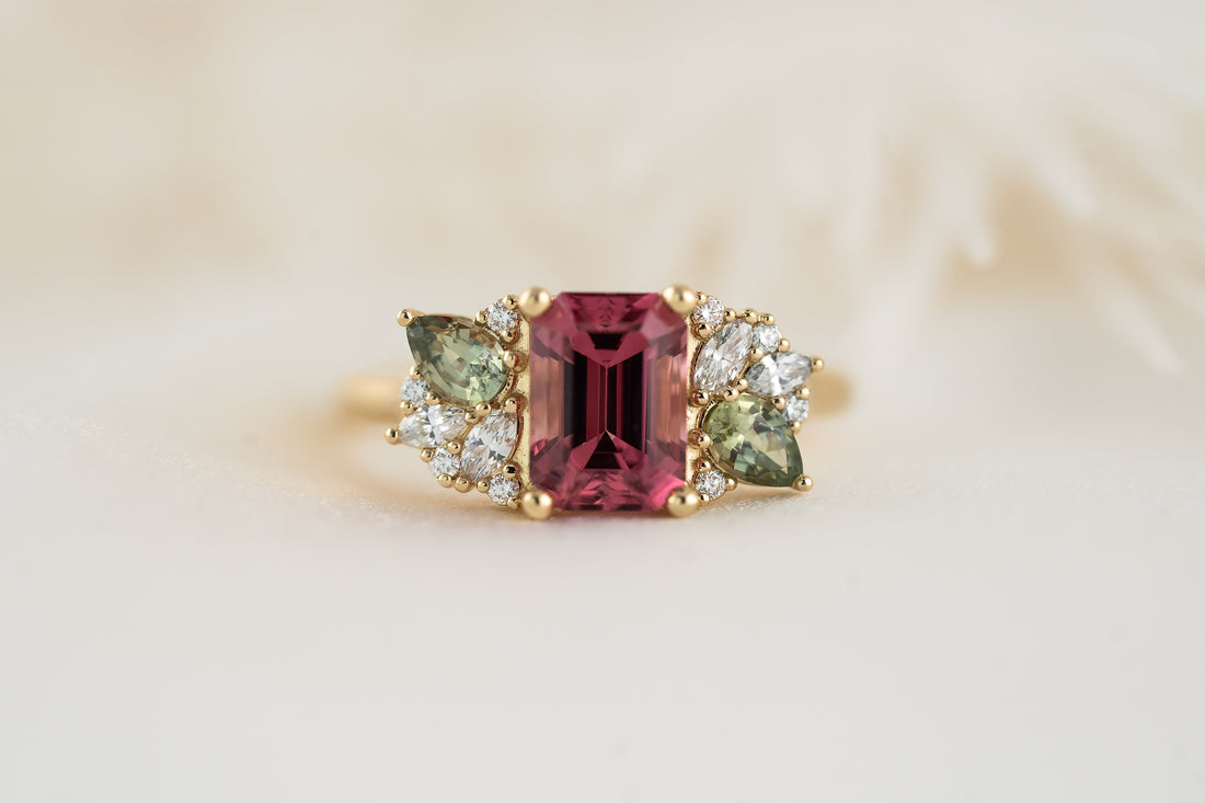 The Fleur Ring | 2 CT Emerald Cut Red Spinel - Lavender Creek Gems