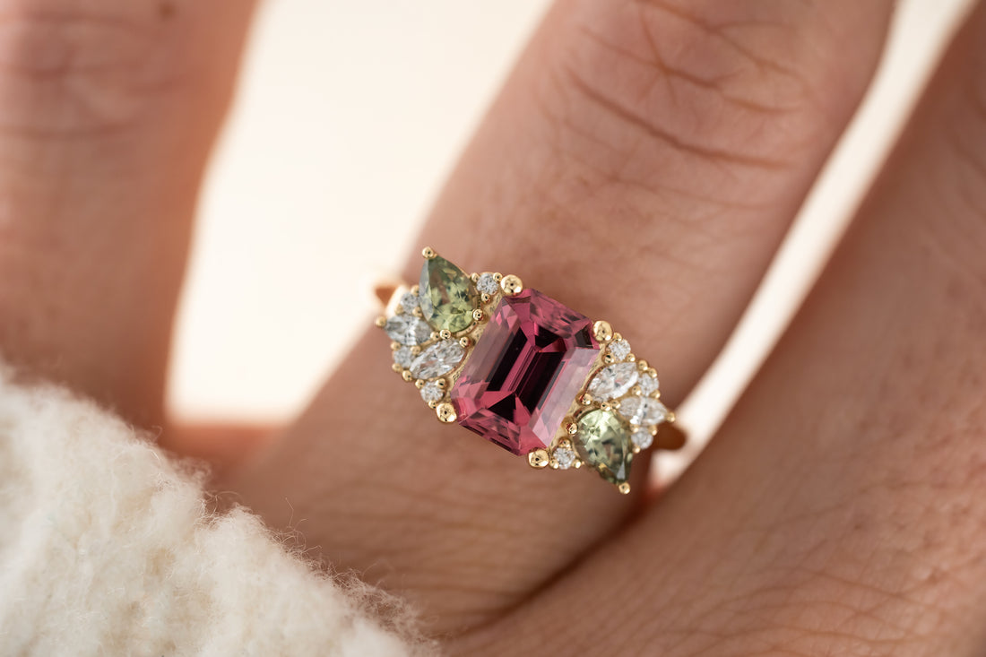 The Fleur Ring | 2 CT Emerald Cut Red Spinel - Lavender Creek Gems