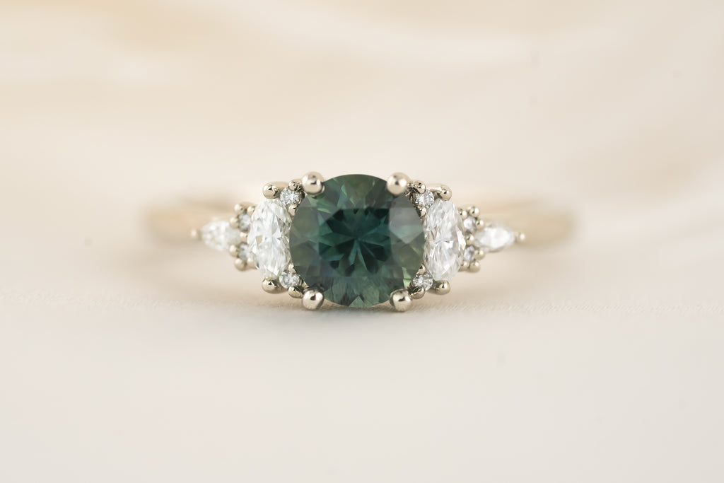 The Maeve Ring  - 1.18 CT Round Teal Montana Sapphire - Lavender Creek Gems 