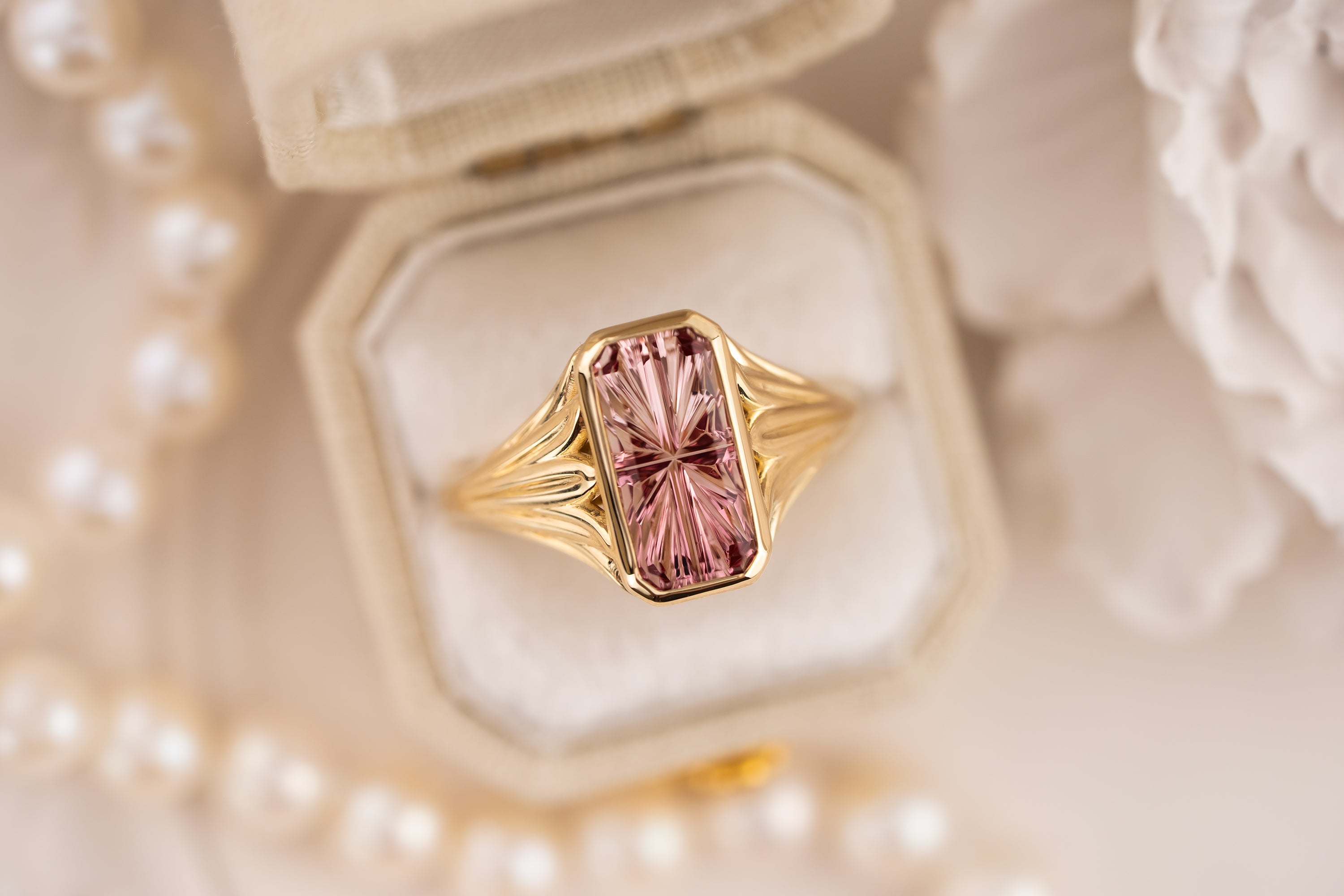 The Nightbloom Ring | 1.87 CT Rectangular Starbrite™ Bicolor Pink Tourmaline - Lavender Creek Gems 