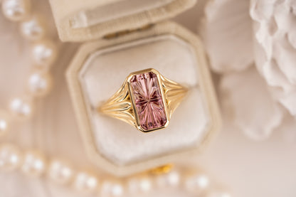 The Nightbloom Ring | 1.87 CT Rectangular Starbrite™ Bicolor Pink Tourmaline - Lavender Creek Gems 