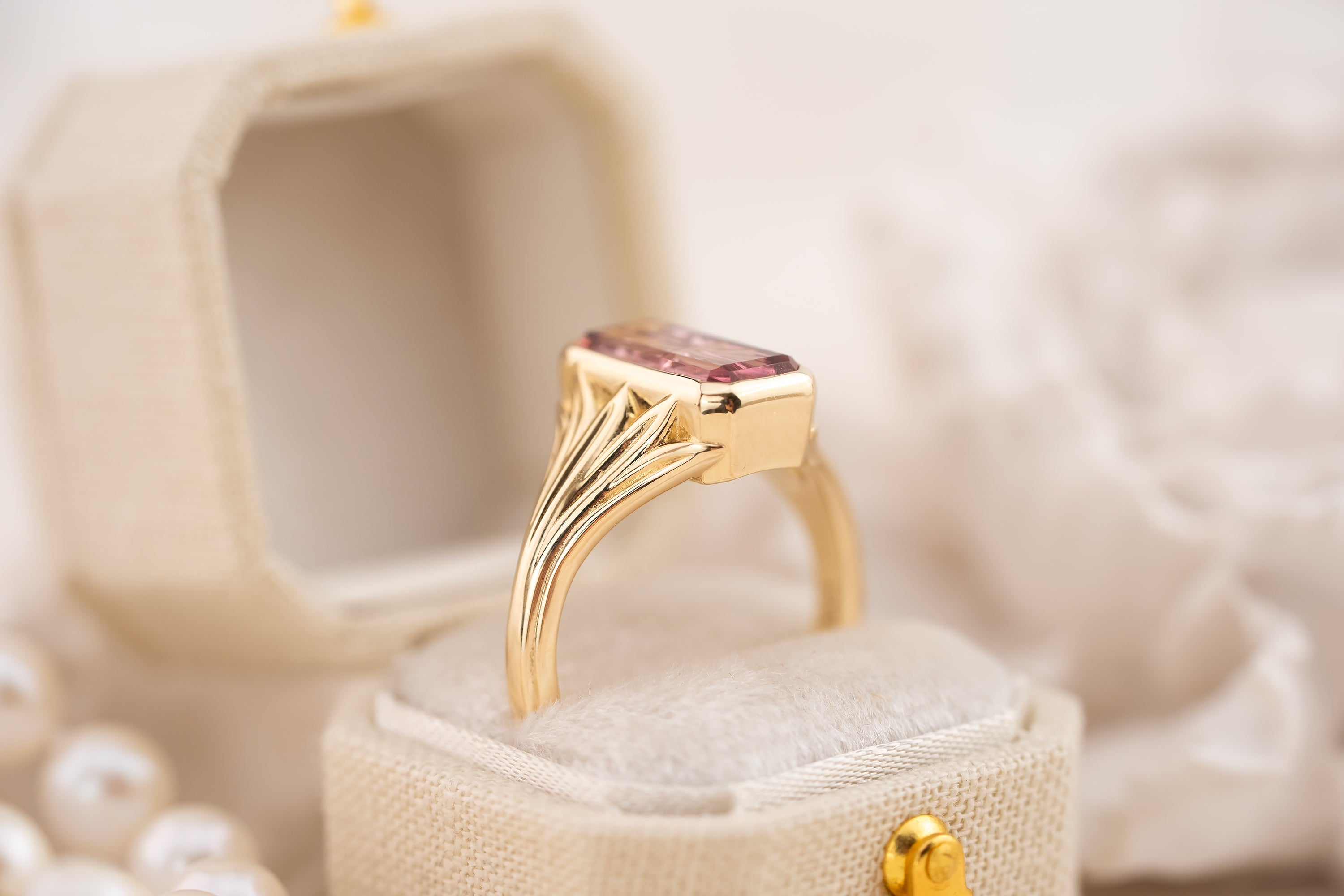 The Nightbloom Ring | 1.87 CT Rectangular Starbrite™ Bicolor Pink Tourmaline - Lavender Creek Gems 