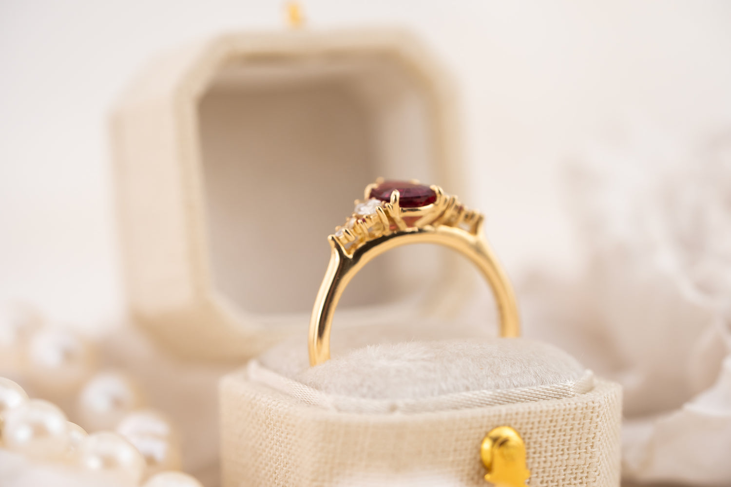 The Maeve Ring | 0.81 CT Pear Starbrite™ Ruby - Lavender Creek Gems 
