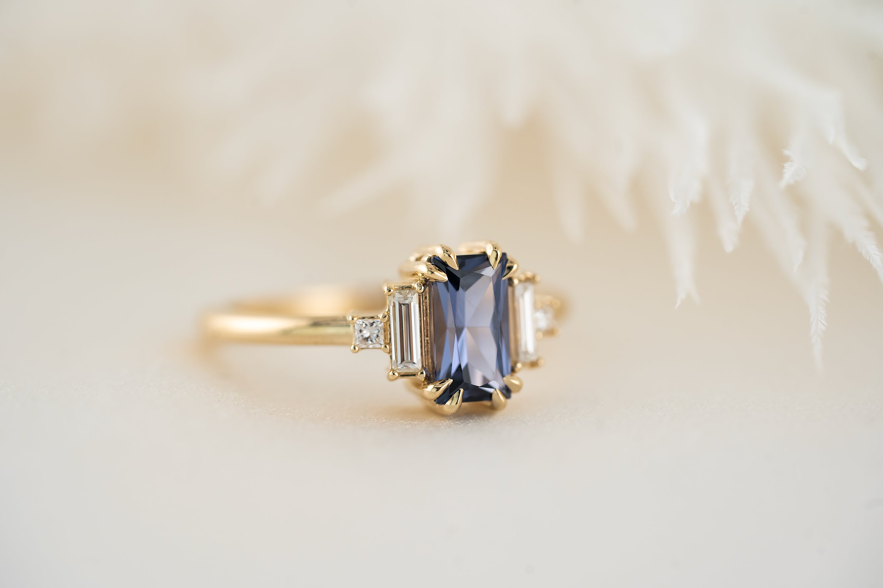 The Mira Ring | 1.05 CT Radiant Navy Blue Spinel - Lavender Creek Gems 