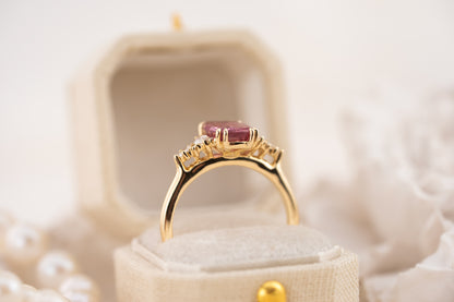 The Maeve Ring | 2.07 CT Elongated Cushion Starbrite™ Padparadscha Sapphire - Lavender Creek Gems 