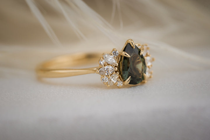 The Ambrosia 1 CT Pear Green Sapphire Ring