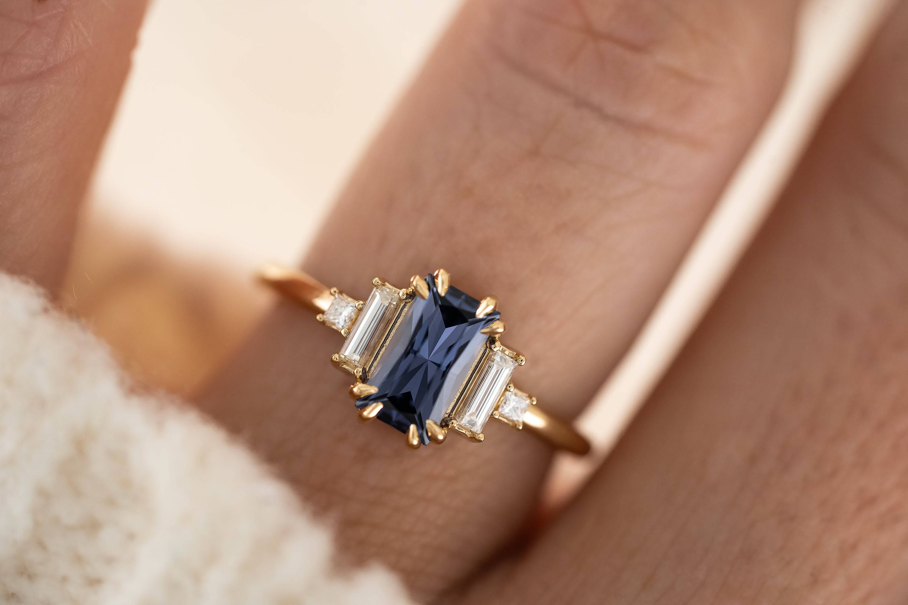 The Mira Ring | 1.05 CT Radiant Navy Blue Spinel - Lavender Creek Gems 