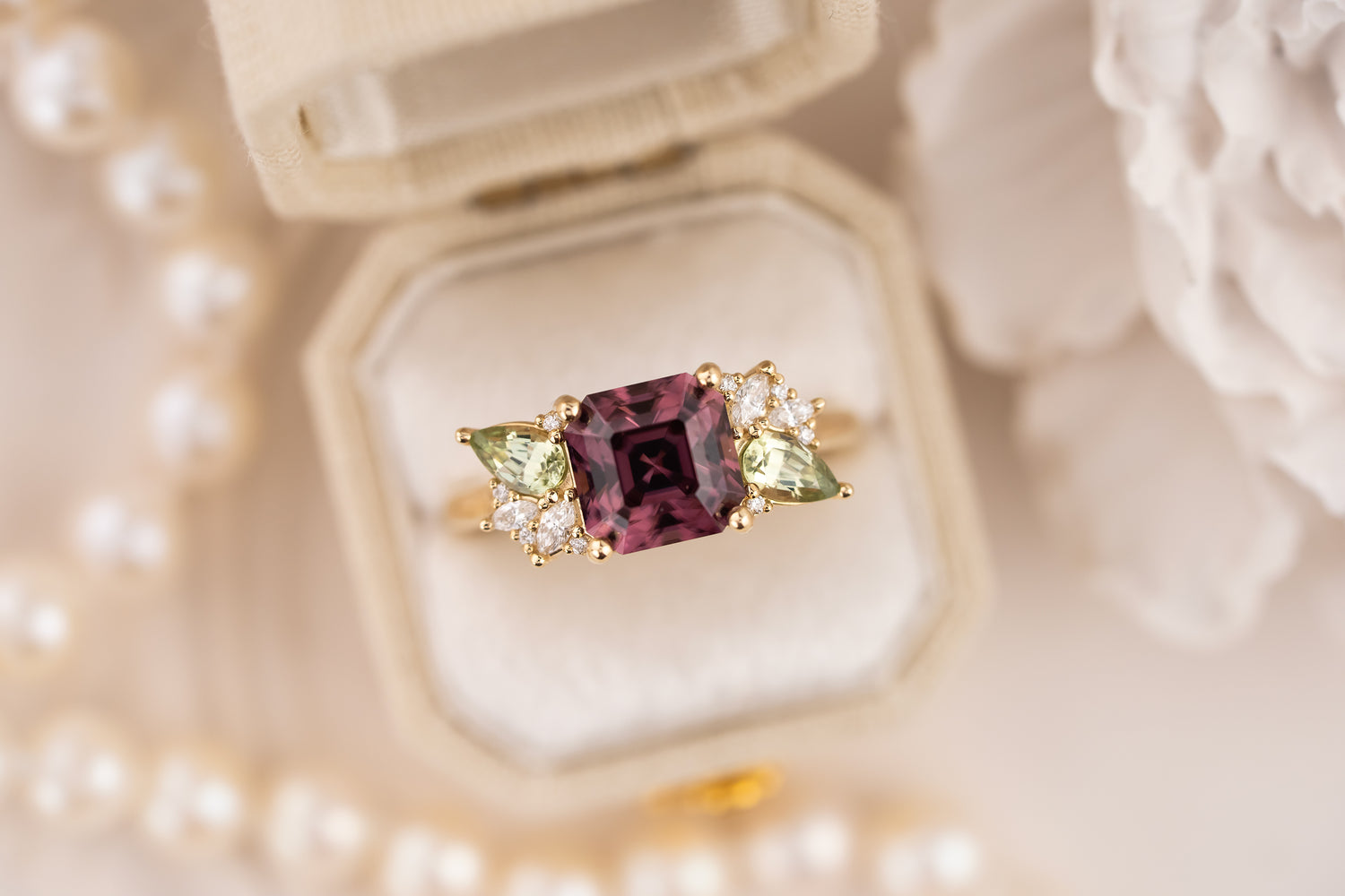 The Fleur Ring | 3.42 CT Asscher Dusty Rose Zircon - Lavender Creek Gems 