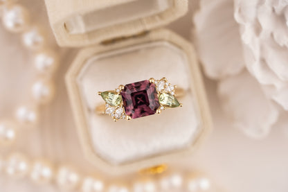 The Fleur Ring | 3.42 CT Asscher Dusty Rose Zircon - Lavender Creek Gems 
