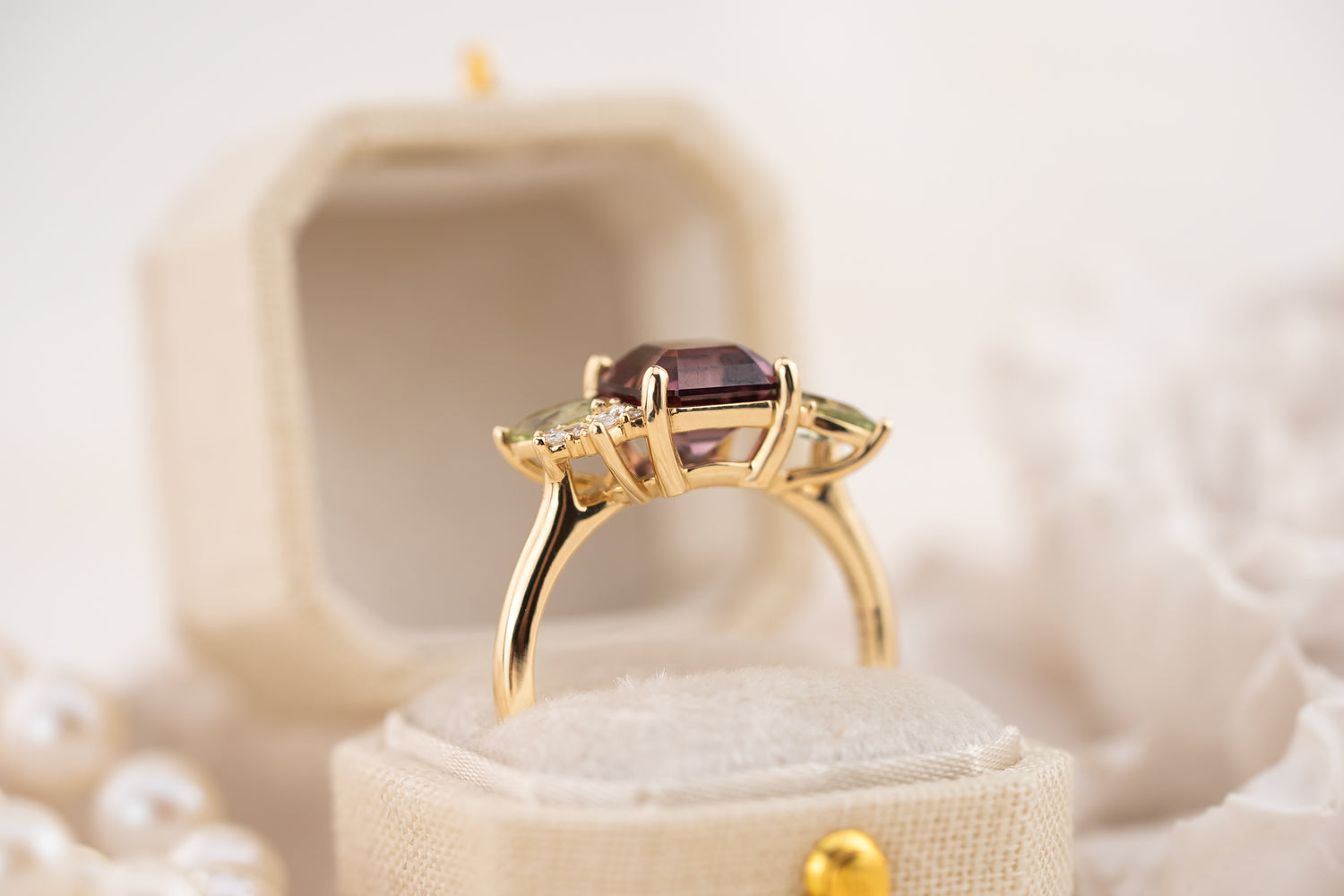 The Fleur Ring | 3.42 CT Asscher Dusty Rose Zircon - Lavender Creek Gems 