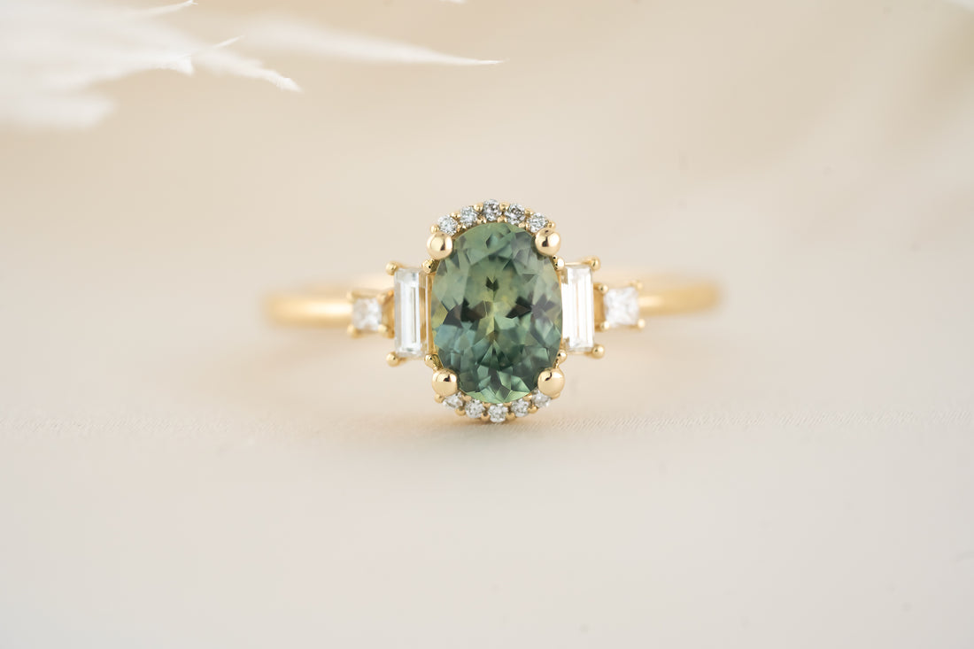 The Sura Ring - 1.1 CT Oval Teal Montana Sapphire - Lavender Creek Gems