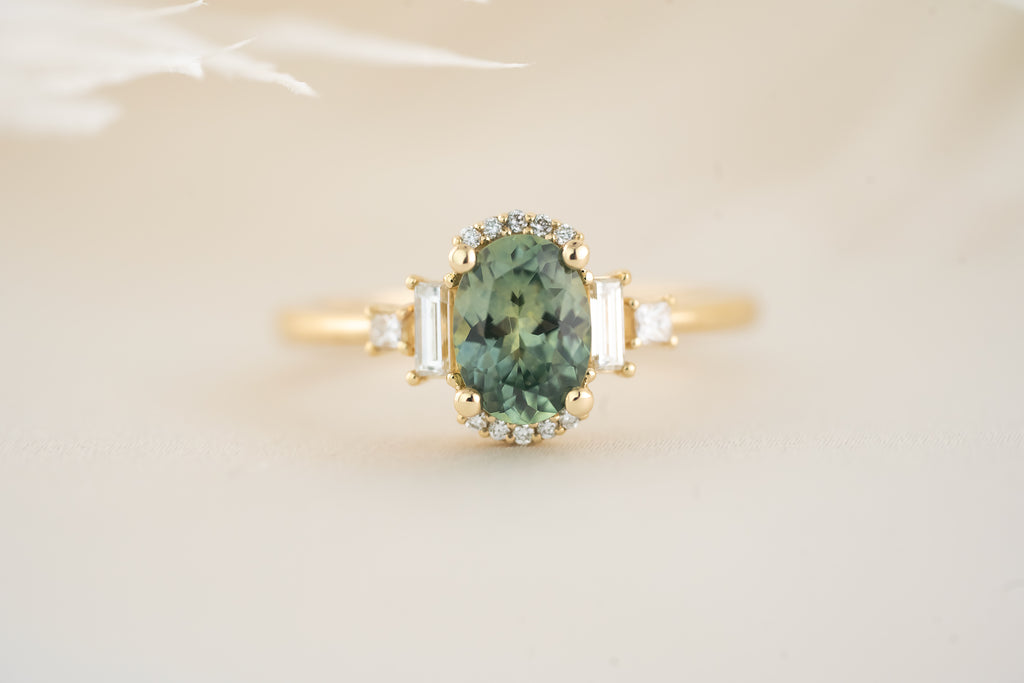 The Sura Ring - 1.1 CT Oval Teal Montana Sapphire - Lavender Creek Gems 