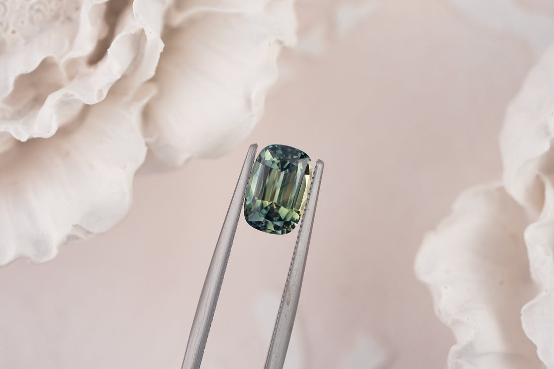 1.66 CT Elongated Cushion Teal Green Sapphire - Lavender Creek Gems 